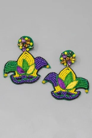 Mardi Gras Feather Mask Earrings