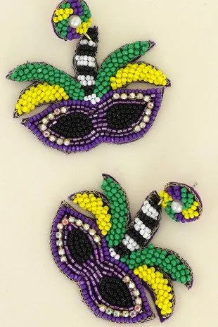 Colorful Mardi Gras Mask Earrings