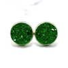 Green Druzy Post Earrings