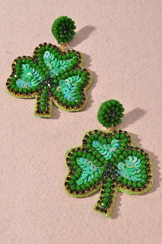 St Patrick's Day Green 4 Leaf Clover Kawaii Shamrock Dangle