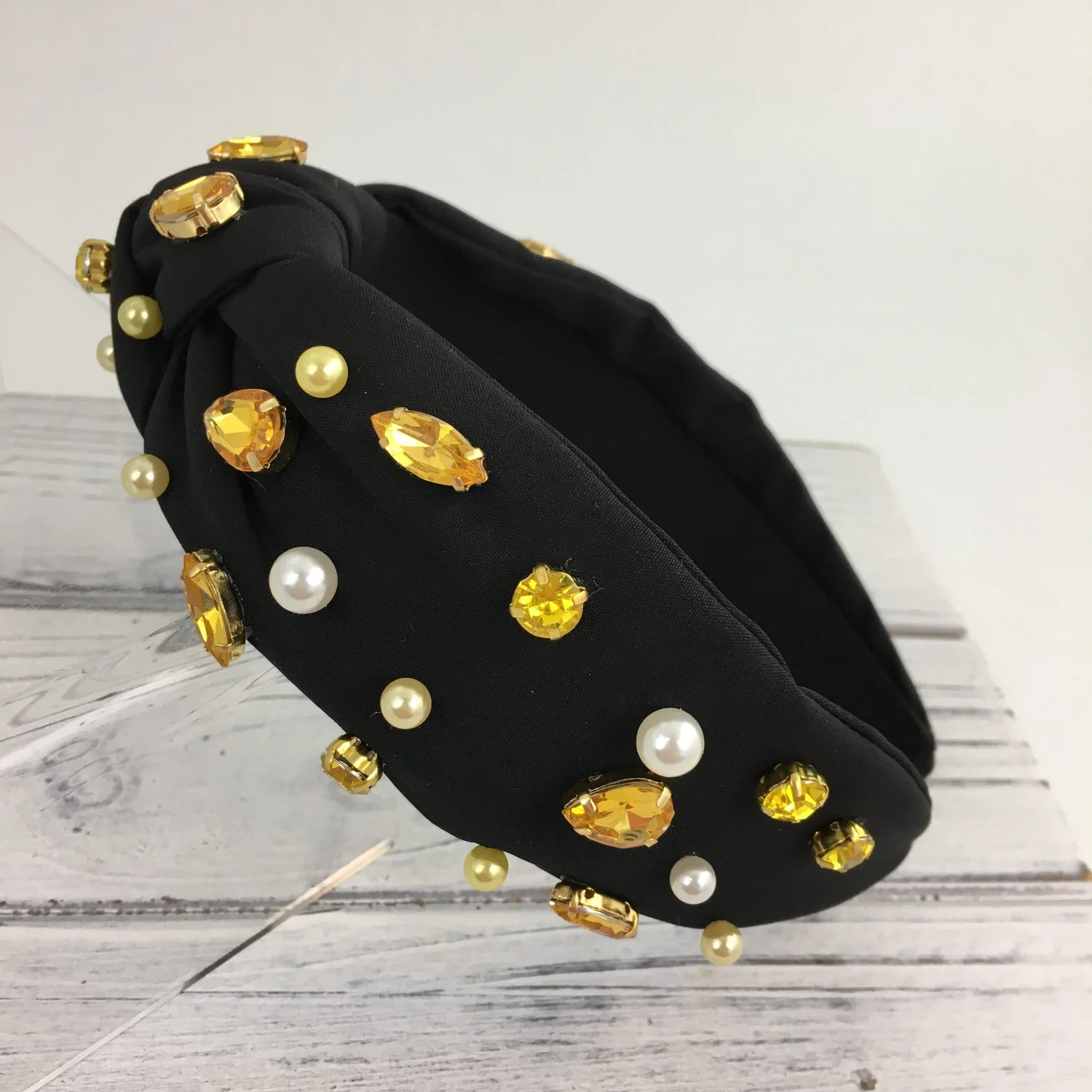 Black and Gold Studded Headband Disney Parks Black Jeweled Studded Gold Minnie Mouse Ears  main image 4