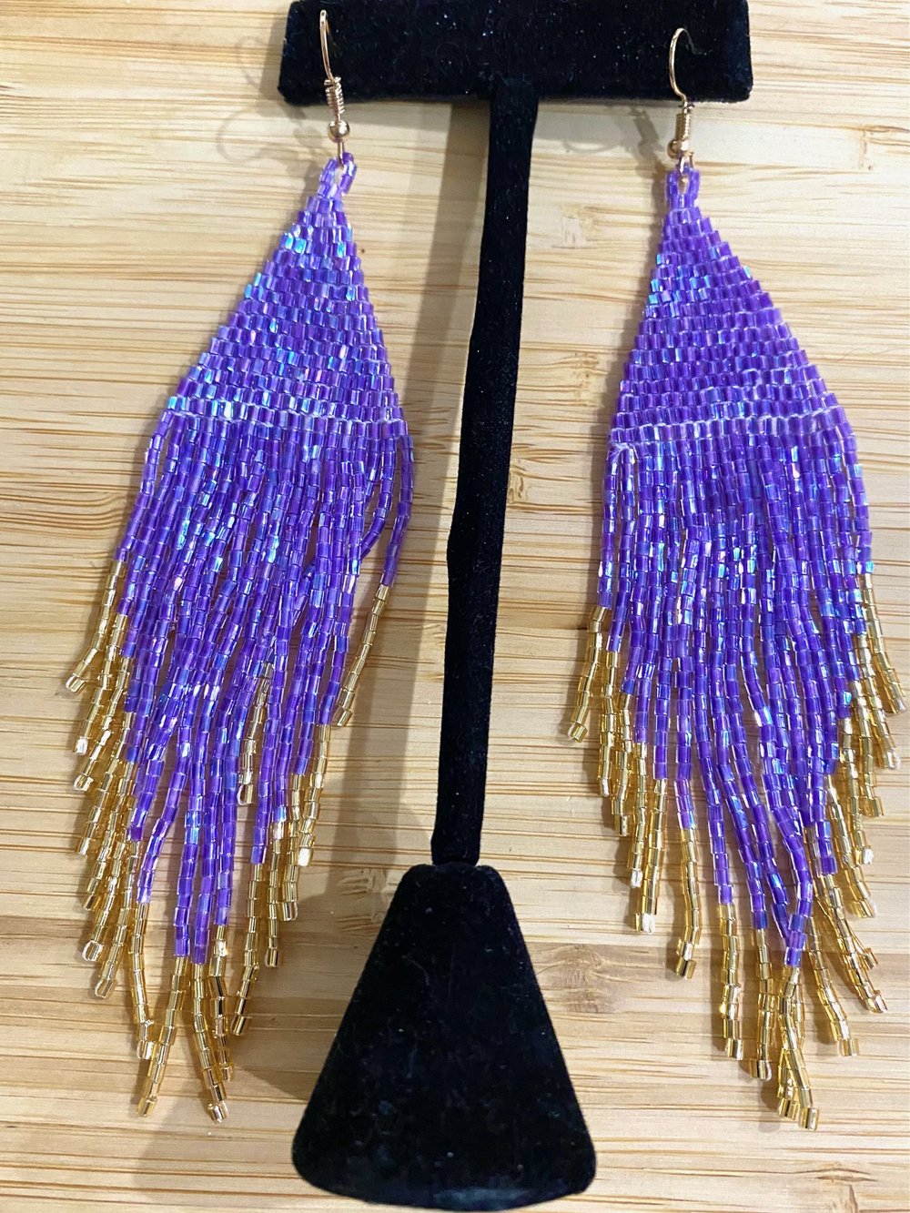 Fringe Tassel Mardi Gras Earrings Purple
