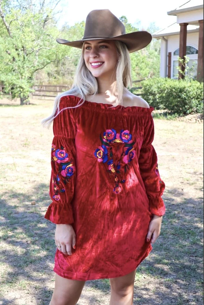 Red Embroidered Dress Serenity Home & Gifts Red Embroidered Dress Serenity Home & Gifts
