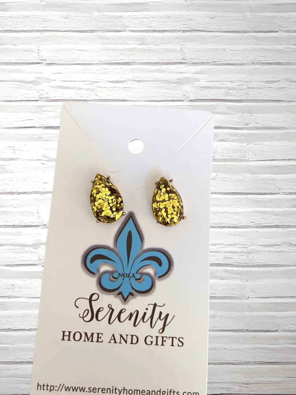 Gold Glitter Post Earrings