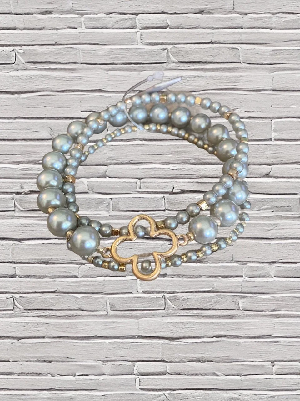 Silver Pearl Quatrefoil Bracelets
