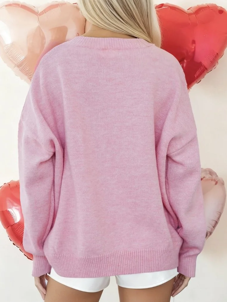 Pink Corded Love Sweater