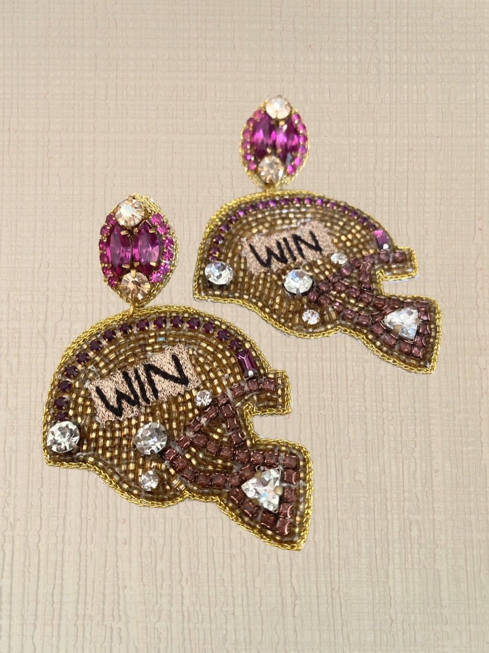 Purple Gold Helmet Earrings