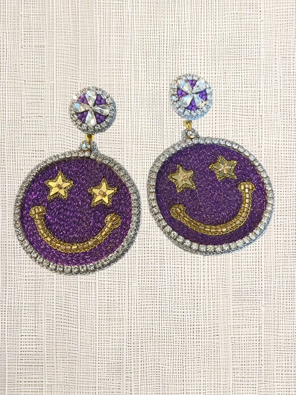 Purple Smilie Face Earrings