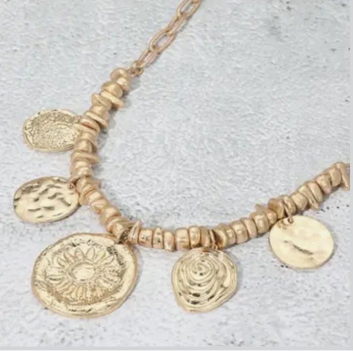 Gold Disc Charm Necklace