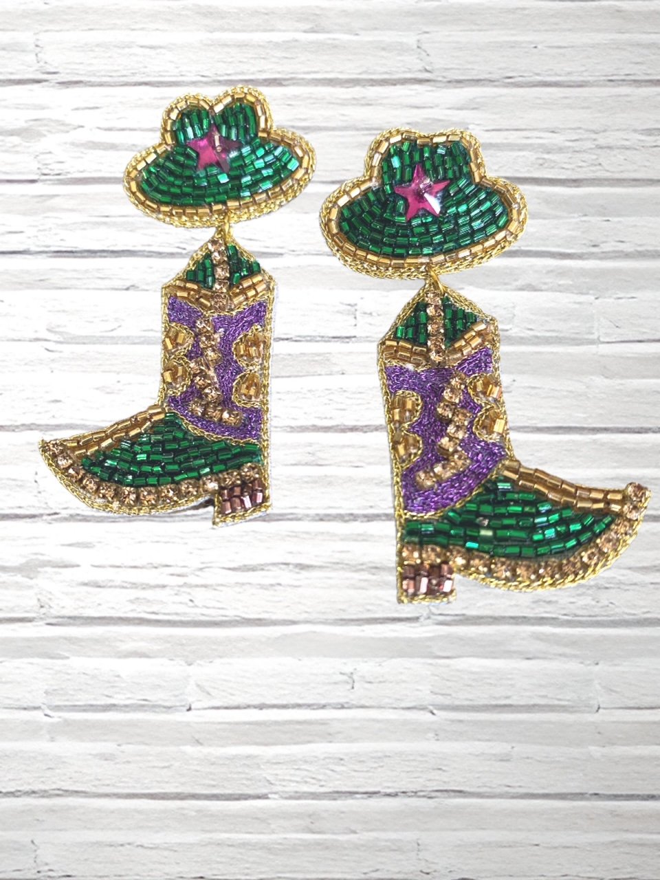 Mardi Gras Cowgirl Earrings