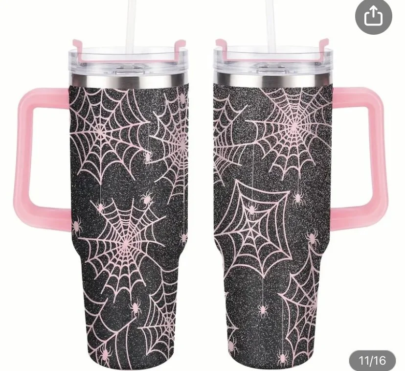 Pink Spider Web Tumbler