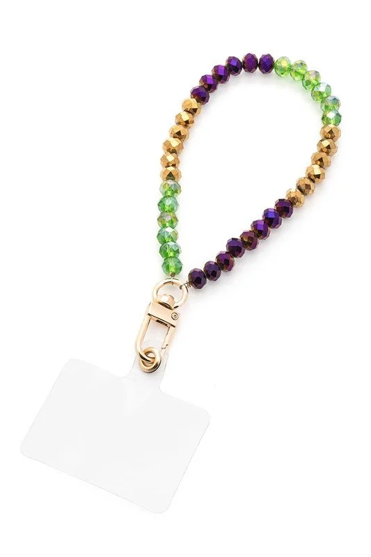 Mardi Gras Crystal Phone Wristlet