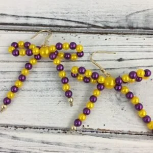 Purple Gold Pearl Bow Earrings
