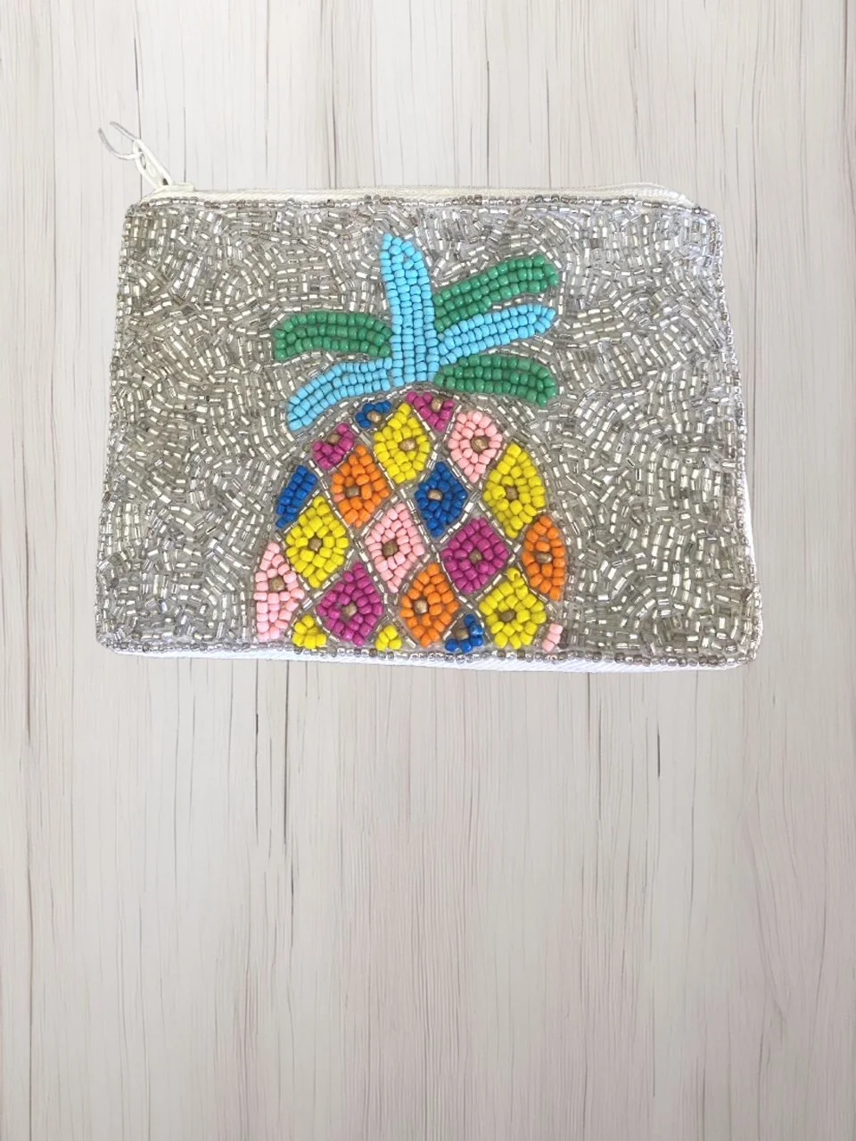 Tropical Pineapple Beaded Coin Purse