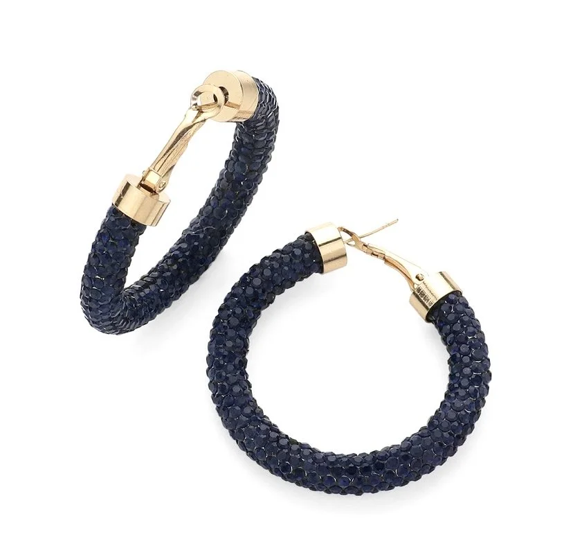 Black Rhinestone Hoops