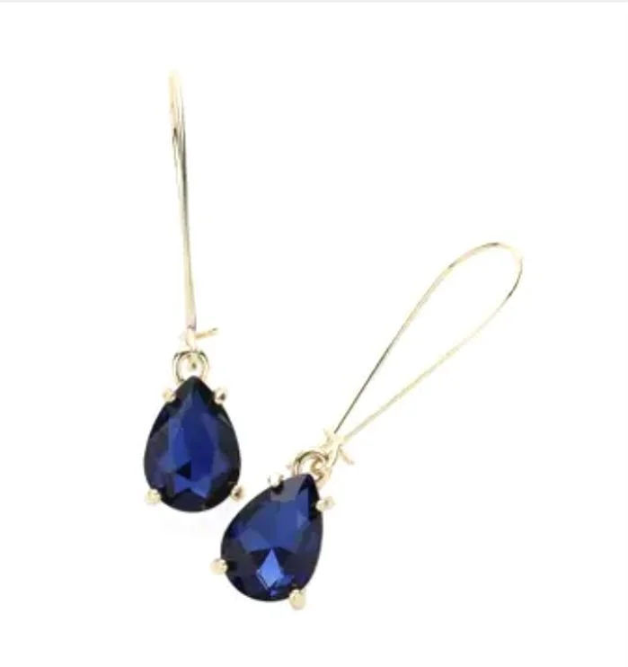 Elegant Crystal Drop Earrings - Blue