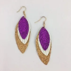 Purple Gold Glitter Earrings