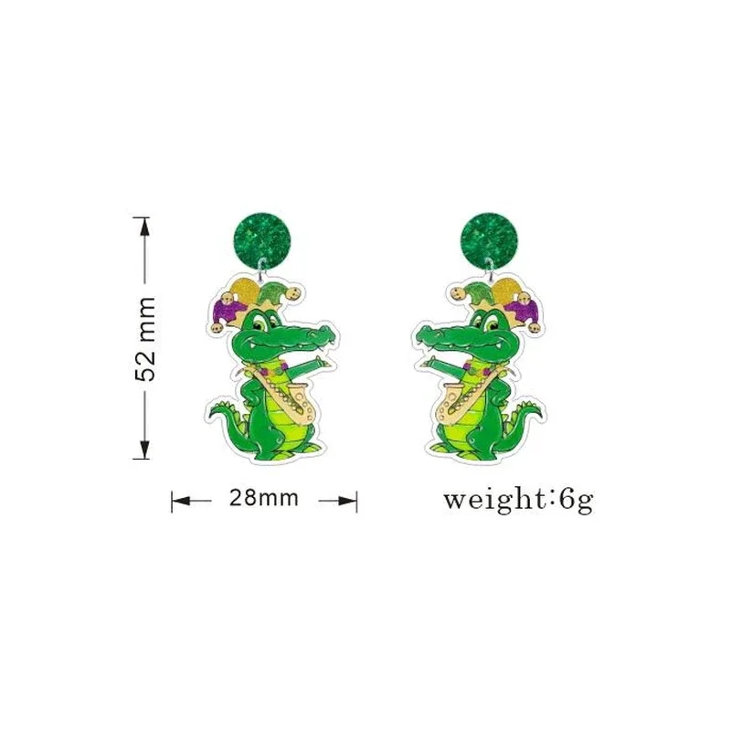 Festive Mardi Gras Gator Earrings