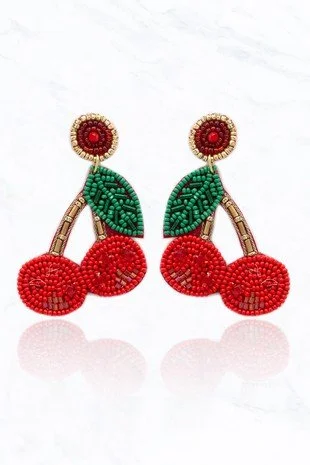 Beaded Cherry Earrings
