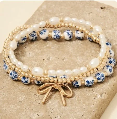 Bow and Blue Floral Bracelet