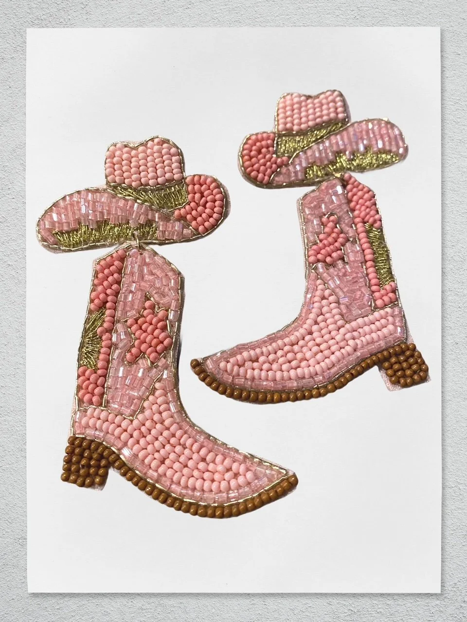 Beaded Cowgirl Boot and Hat Earrings