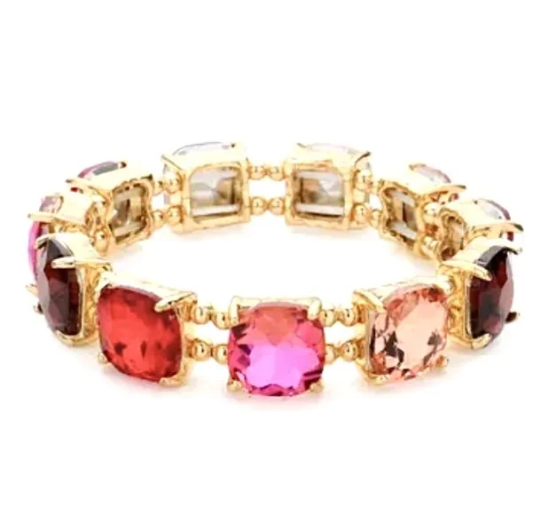 Pink Cushion Cut Crystal Bracelet