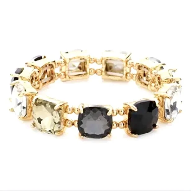 Black Crystal and Gold Bracelet
