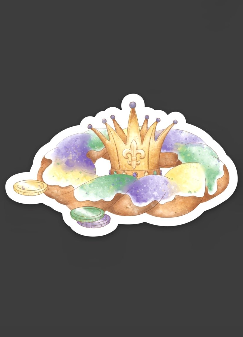 King Cake Die Cut Sticker