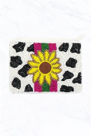 Sunflower Beaded Coin Purse