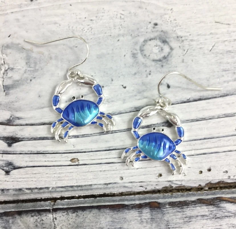 Coastal Delight Blue Crab Earrings