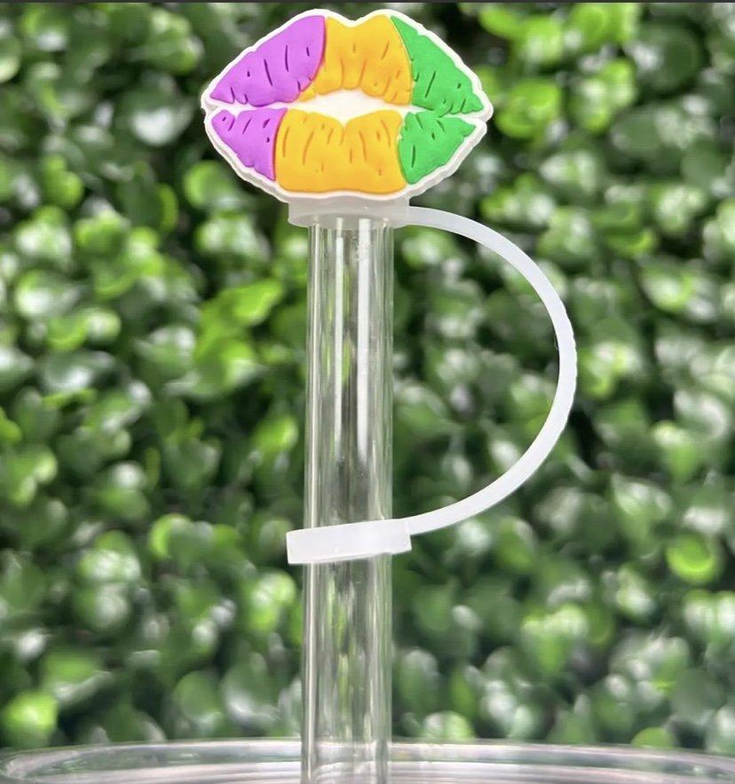 Mardi Gras Lips Straw Cover
