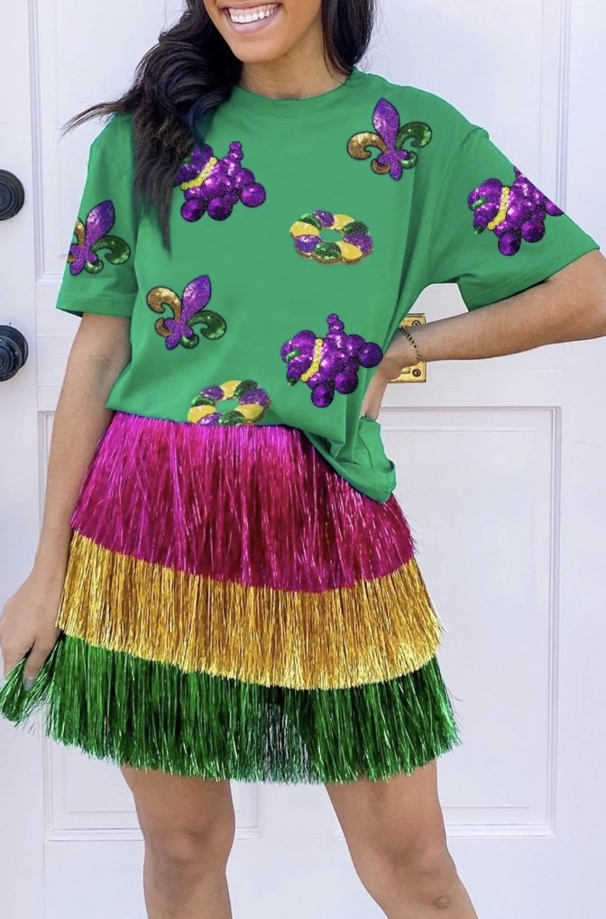 Vibrant Green Mardi Gras Icons Top