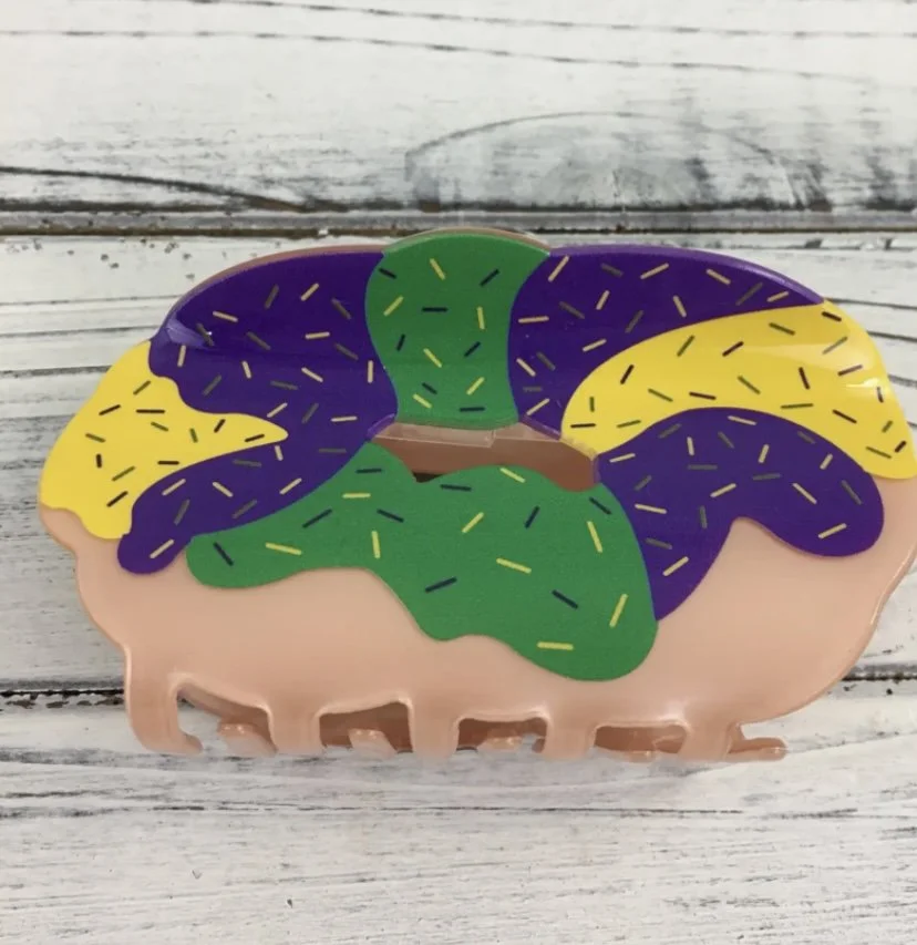 Mini King Cake Hair Claw Clip
