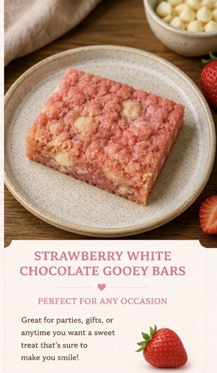 Strawberry White Chocolate Gooey Bars