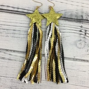 Star and Sequin Tassel Earrings