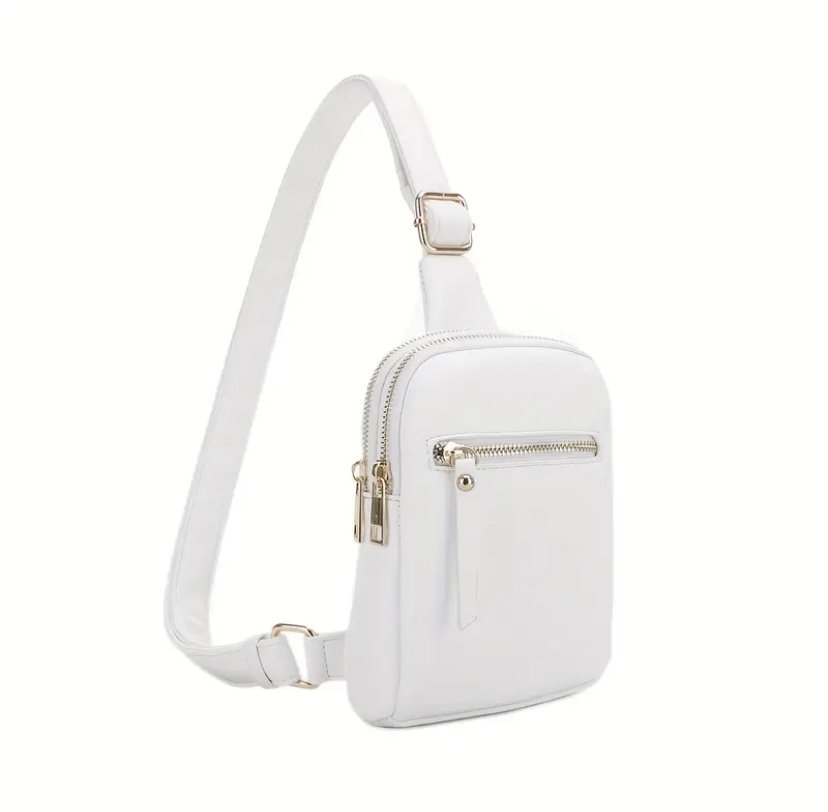 White Zipper Crossbody