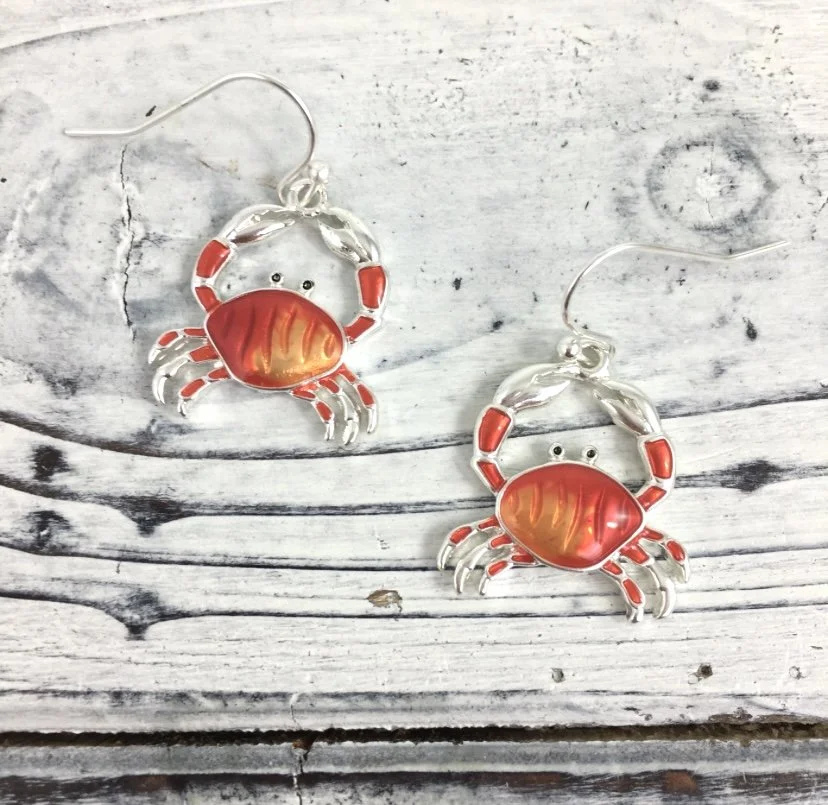 Whimsical Red Crab Earrings