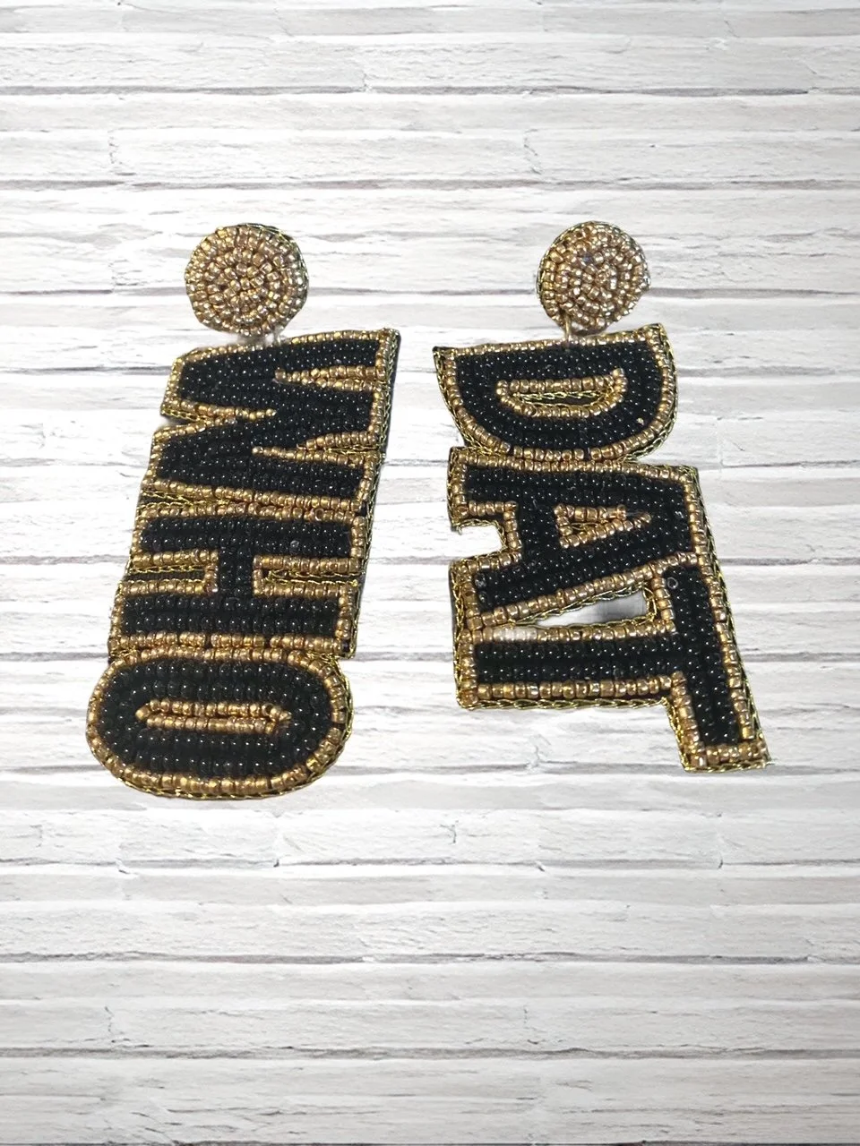 Black Gold Beaded Earrings