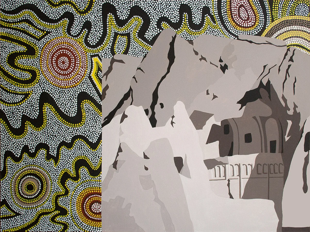 Hidden Dwellings, acrylic on canvas, 36" x 48", 2013