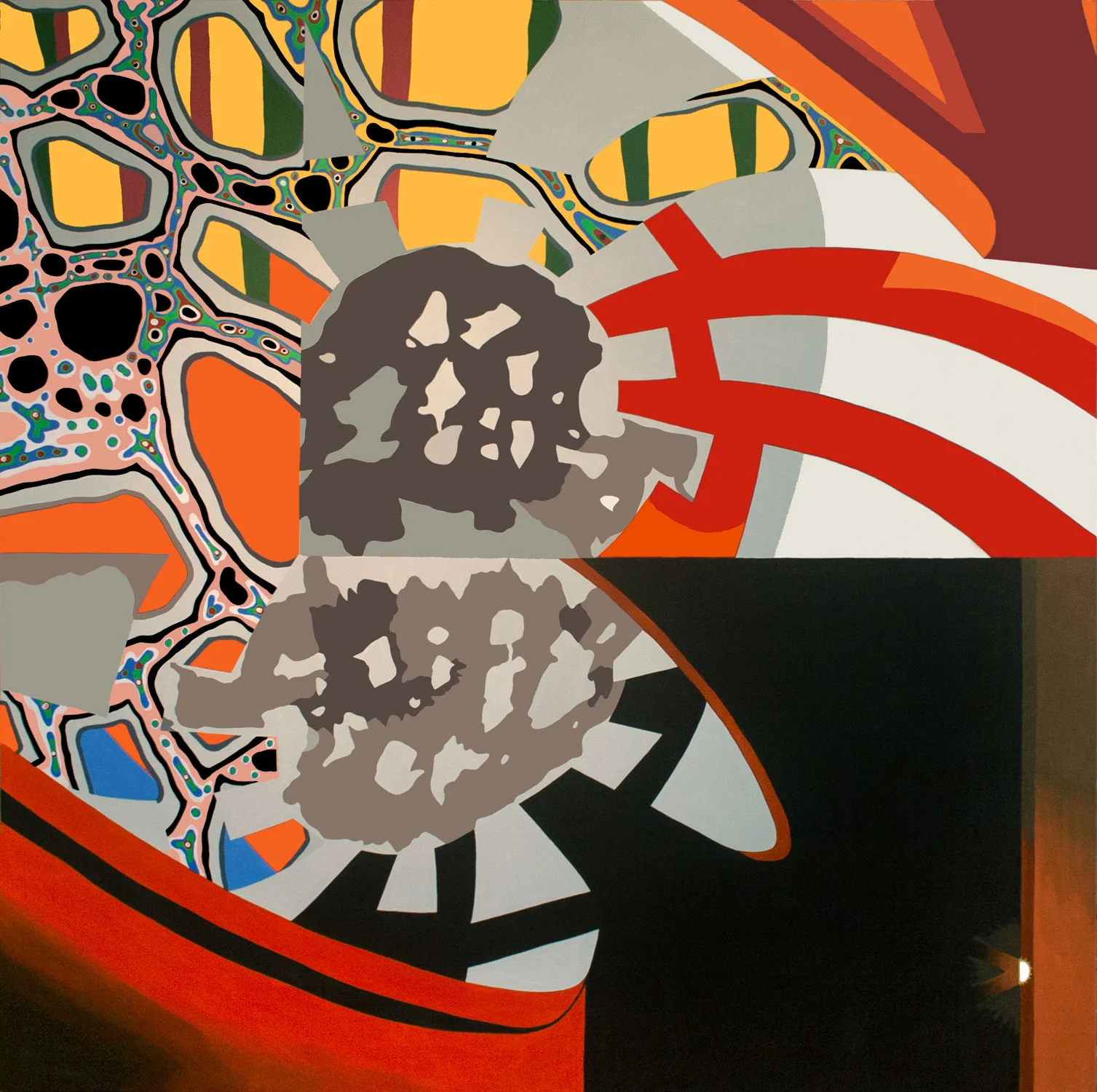 Sunrise Over Swirling Yantras, acrylic on canvas, 72" x 72", 2012