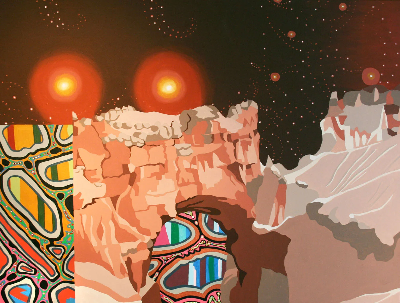 Two Stars, acrylic on canvas, 36" x 48", 2010