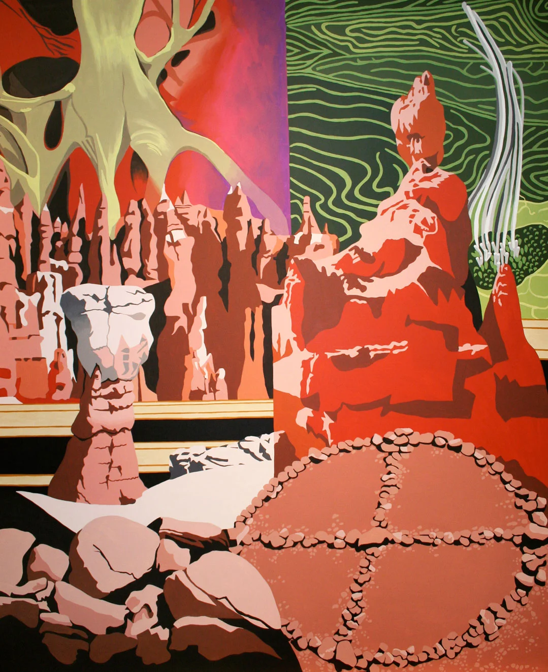 In the Valley of the Rock Gods, acrylic on canvas, 72" x 60", 2009
