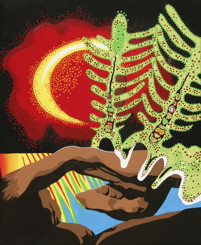 Dancing Microbes, acrylic on canvas, 30" x 24", 2006