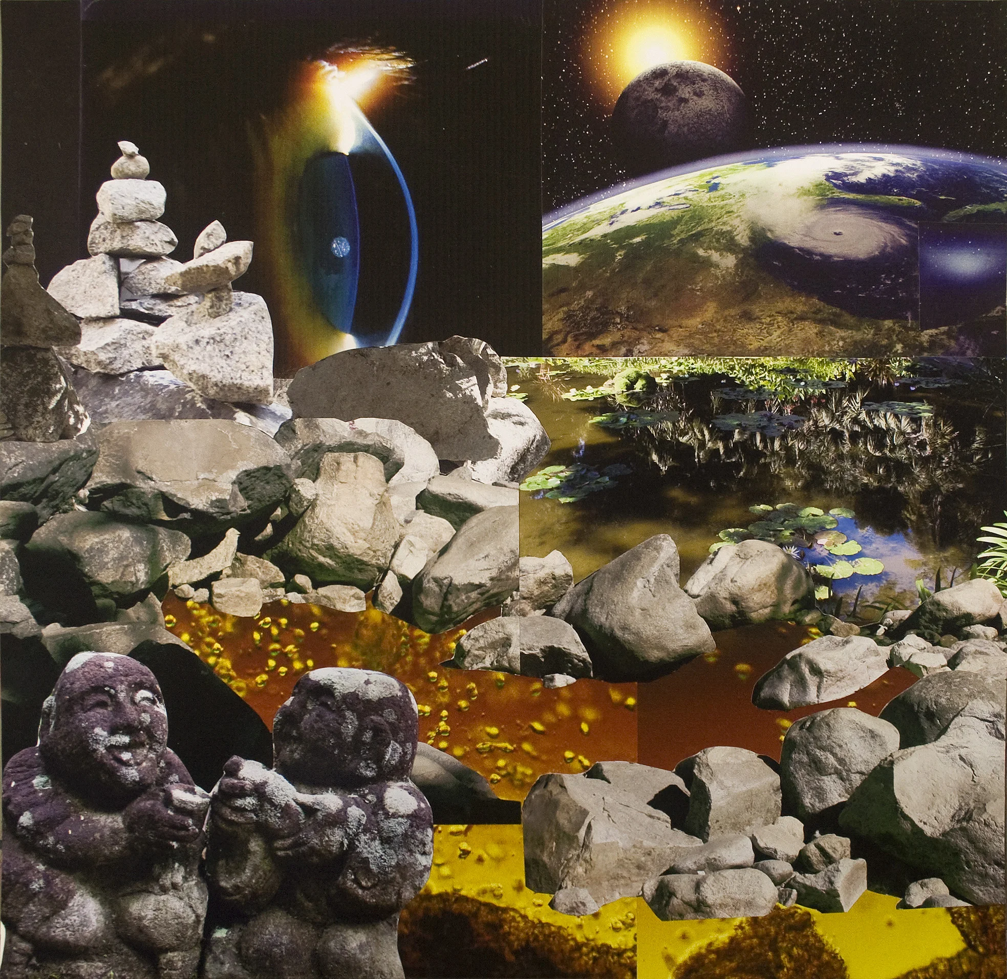 Eyeing the Eclipse, collage on paper, 21" x 21", 2011