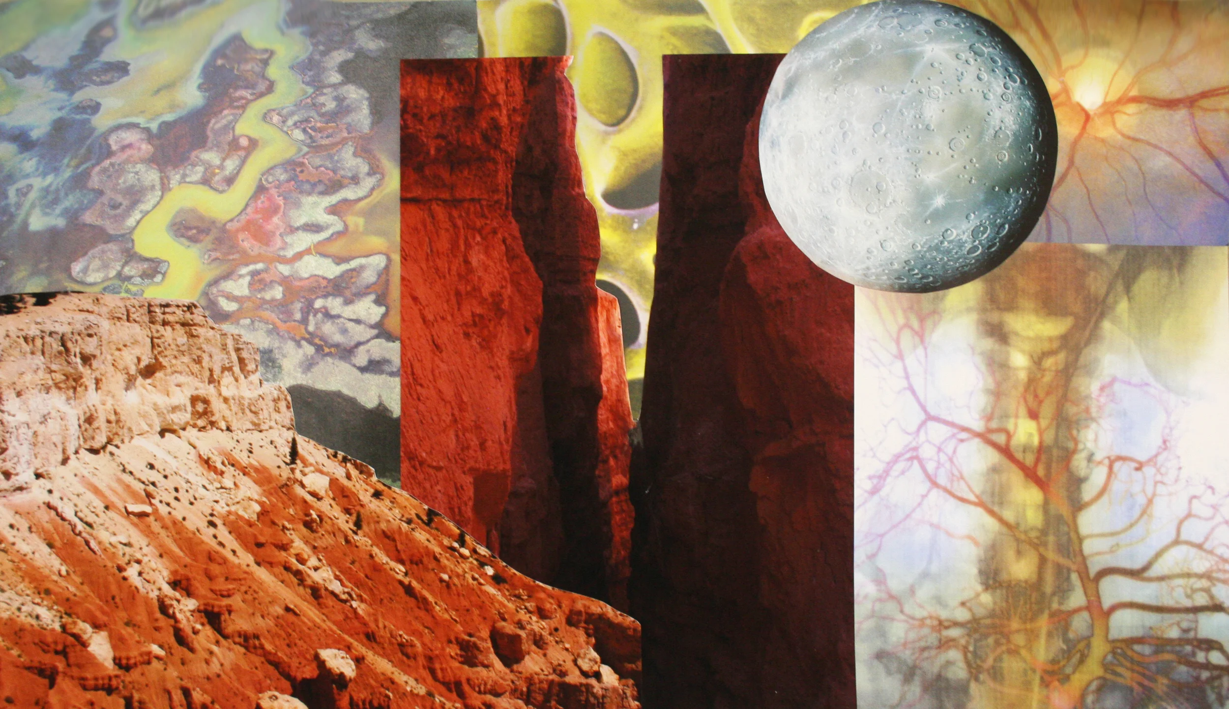 Sunrise Over Monoliths, collage on paper, 12'' x 20.5'', 2009