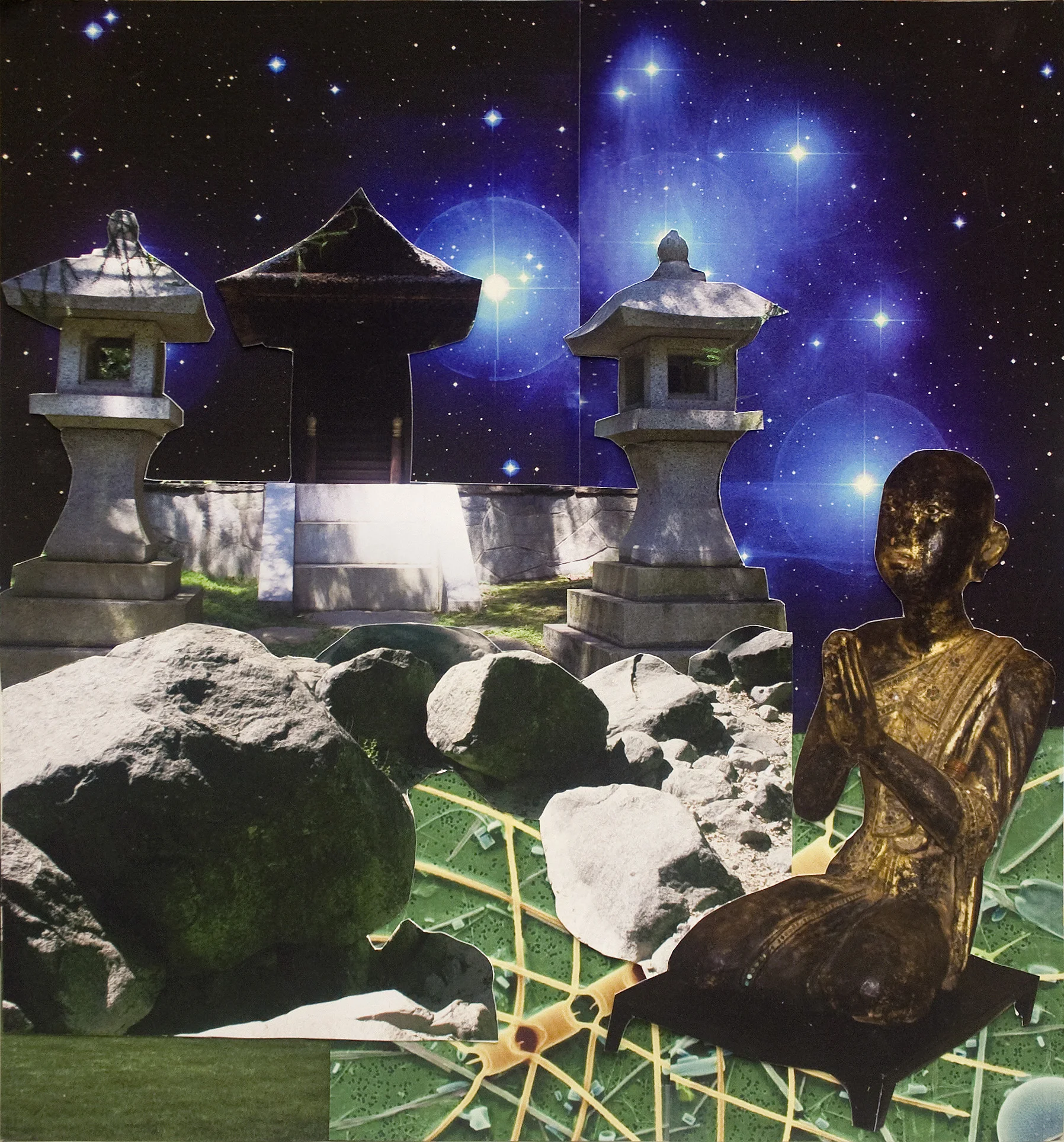 Midnight in the Garden, collage on paper, 15.5" x 14.5", 2010