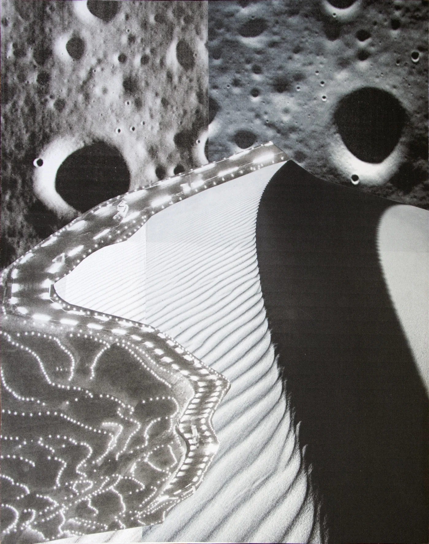 Lunar Dune, collage on paper, 10” x 12,” 2016