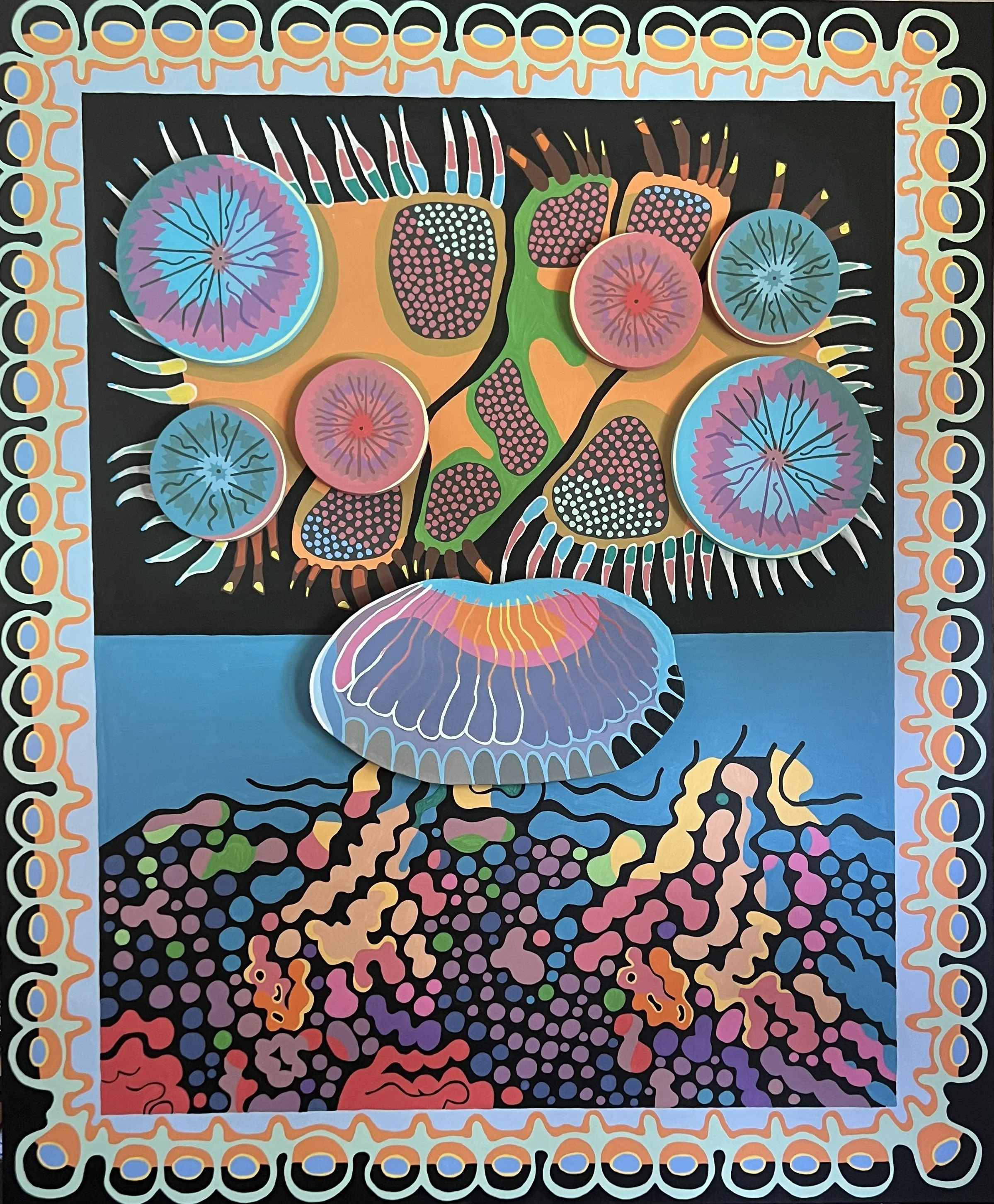 Microscopic Creatures, 2025. acrylic on canvas. 72 x 60 in.