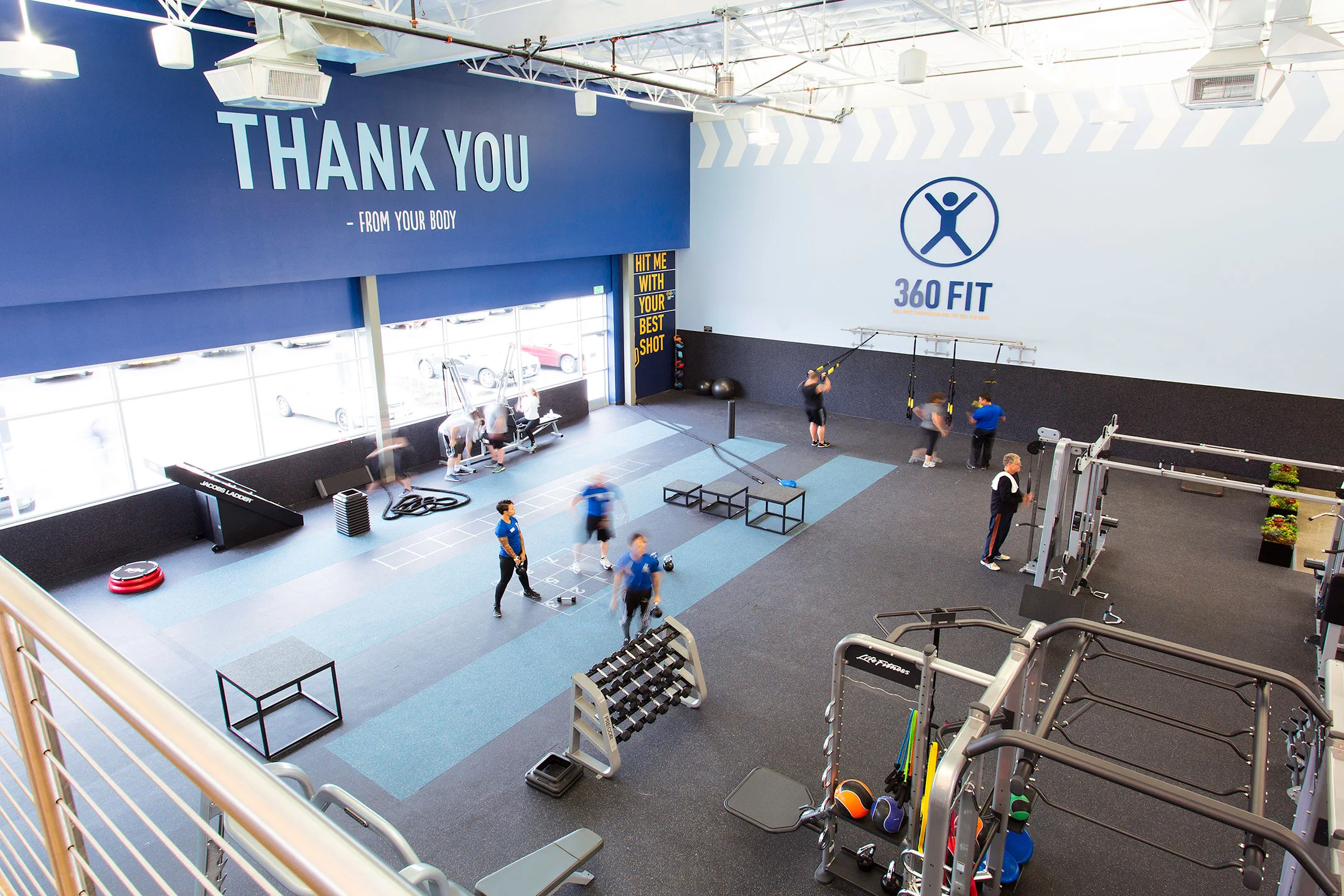 The challenge here was to create graphics to help "define" the functional fitness area at In-Shape. Functional fitness is a relatively new way of working out that focuses on exercises that support the way your body moves everyday. This area has a lot of open space that allows people to move and do exercises throughout the space. In addition, we wanted the space to feel approachable and welcoming to those folks who are new or curious about functional fitness. I created the 360FIT identity, developed the 360FIT icon (aligned with their icon system), and came up with the tagline "Full Body Conditioning for the Way you Move."