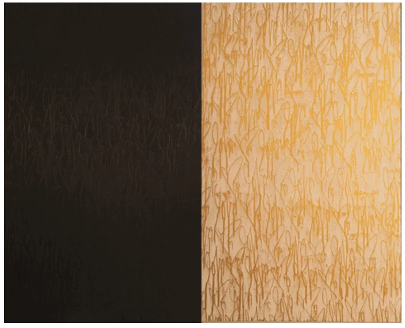 Love Me Black and Gold. Acrylic on Canvas. 2014. two 59.5” x 96”
